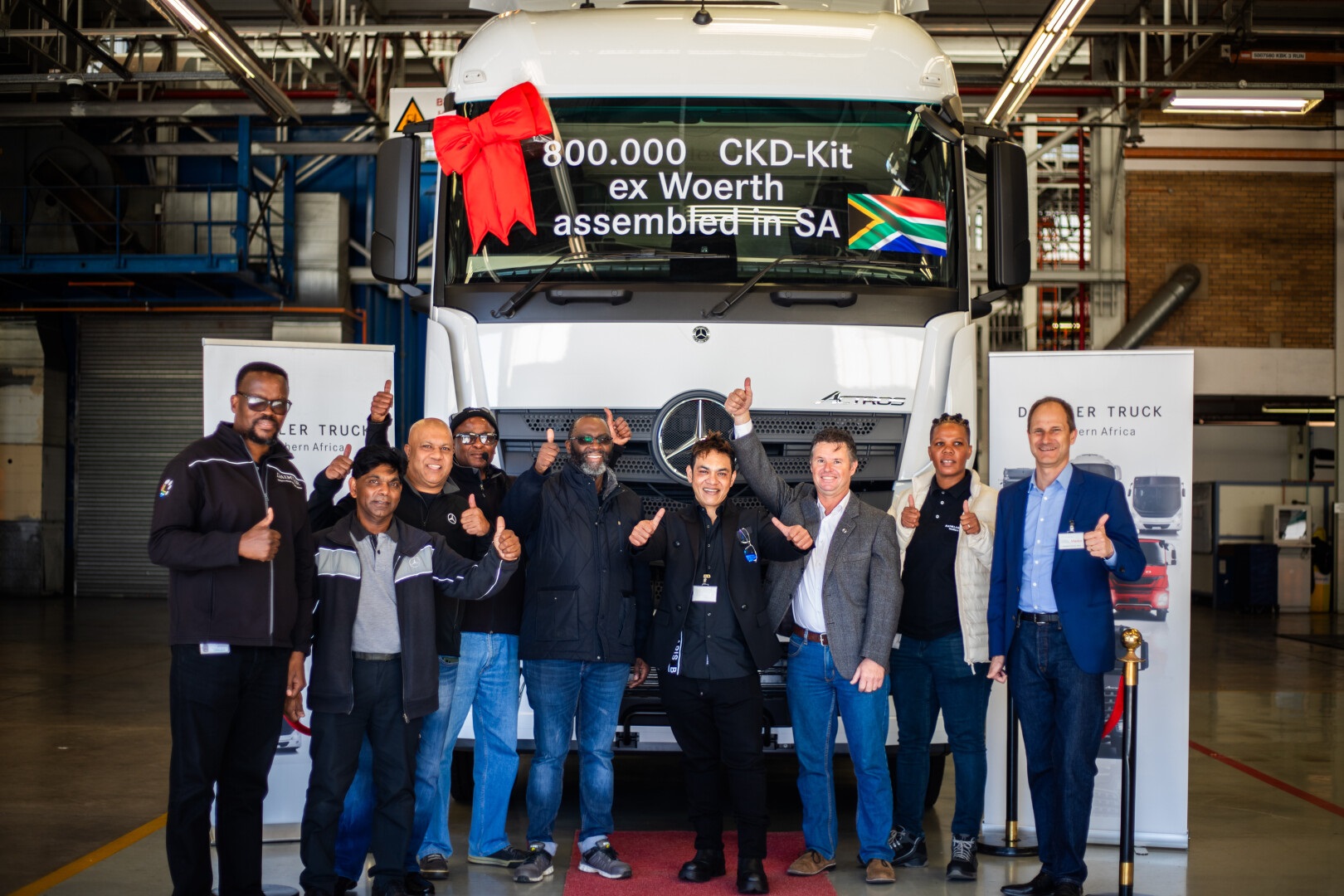 Daimler Truck Southern Africa celebrates the assembly and hand over of the 800,000th Mercedes-Benz Trucks CKD-Kit Ex Woerth in East London 
