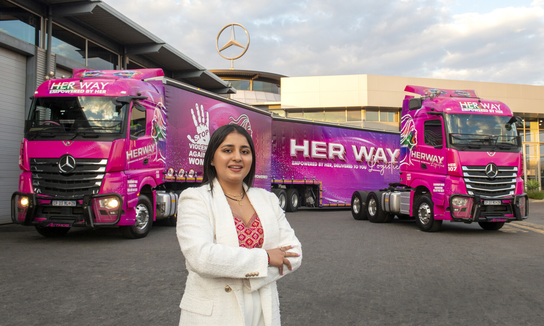 One of Mercedes-Benz Trucks’ Youngest Female Customers Drives Change in the Industry – One Pink Actros at a Time