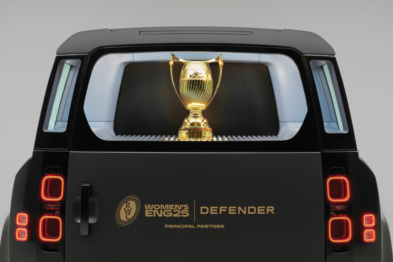 100 days to go: Custom Defender carries official trophy for Women's Rugby World Cup countdown 