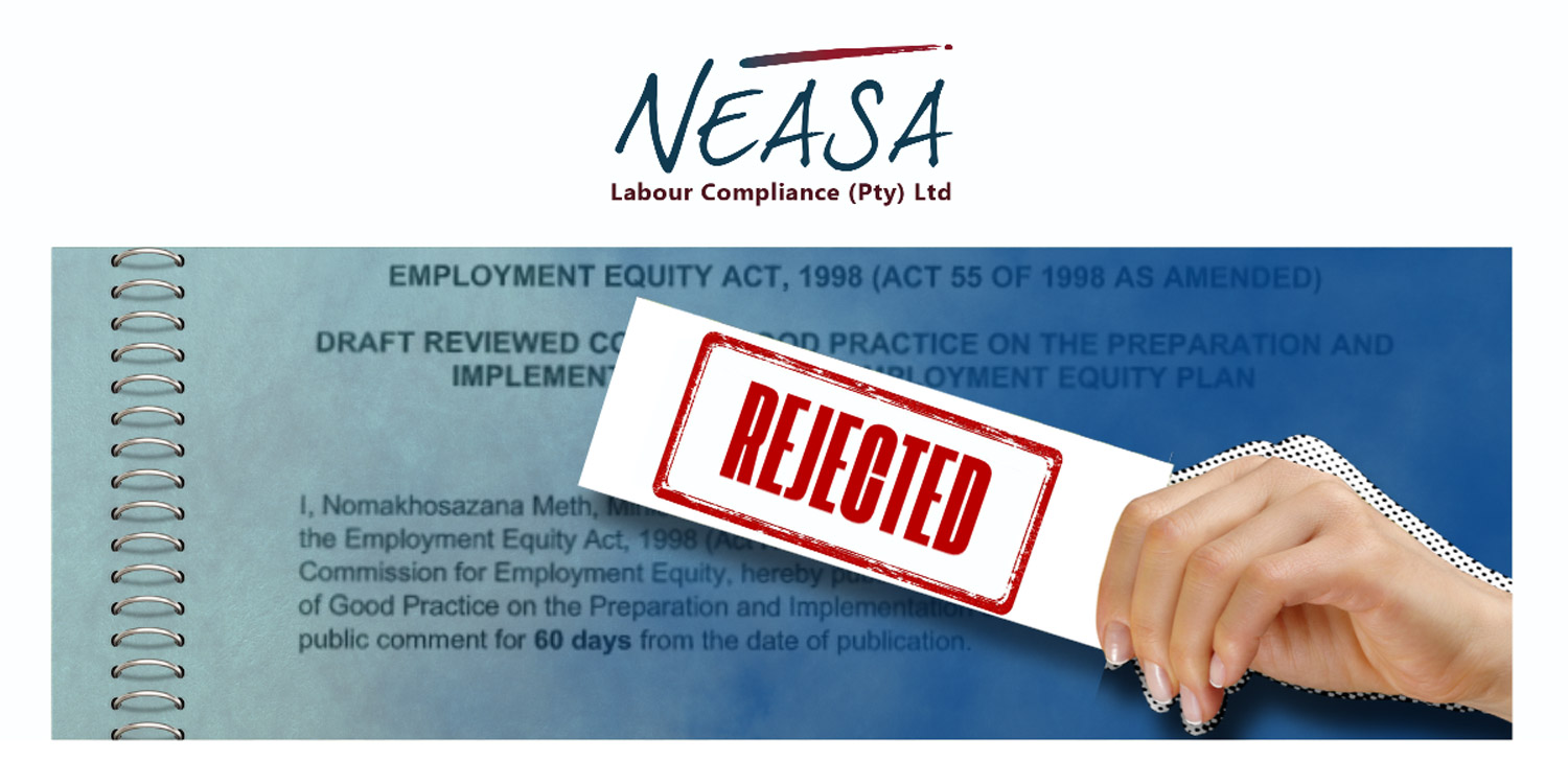 Employment Equity: EE Plan Draft Code Rejected