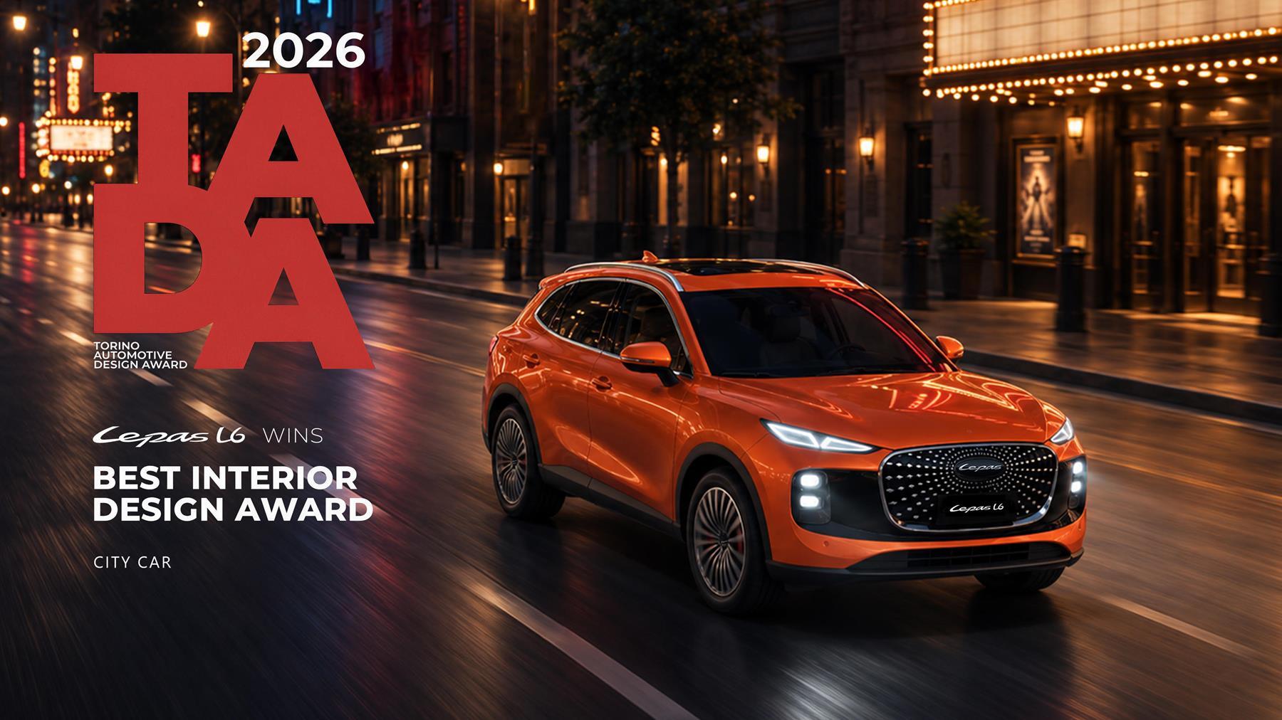 LEPAS L6 wins Best Interior Design Award at the 2026 Torino Automotive Design Award