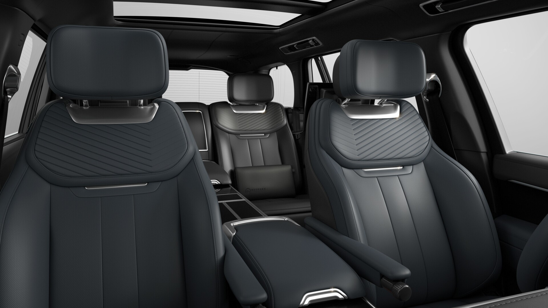 The SV Bespoke treatment continues into the interior, which features perforated Liberty Blue and Ebony leather seats that create a dynamic two-tone look. The SV Bespoke treatment continues into the interior, which features perforated Liberty Blue and Ebony leather seats that create a dynamic two-tone look.